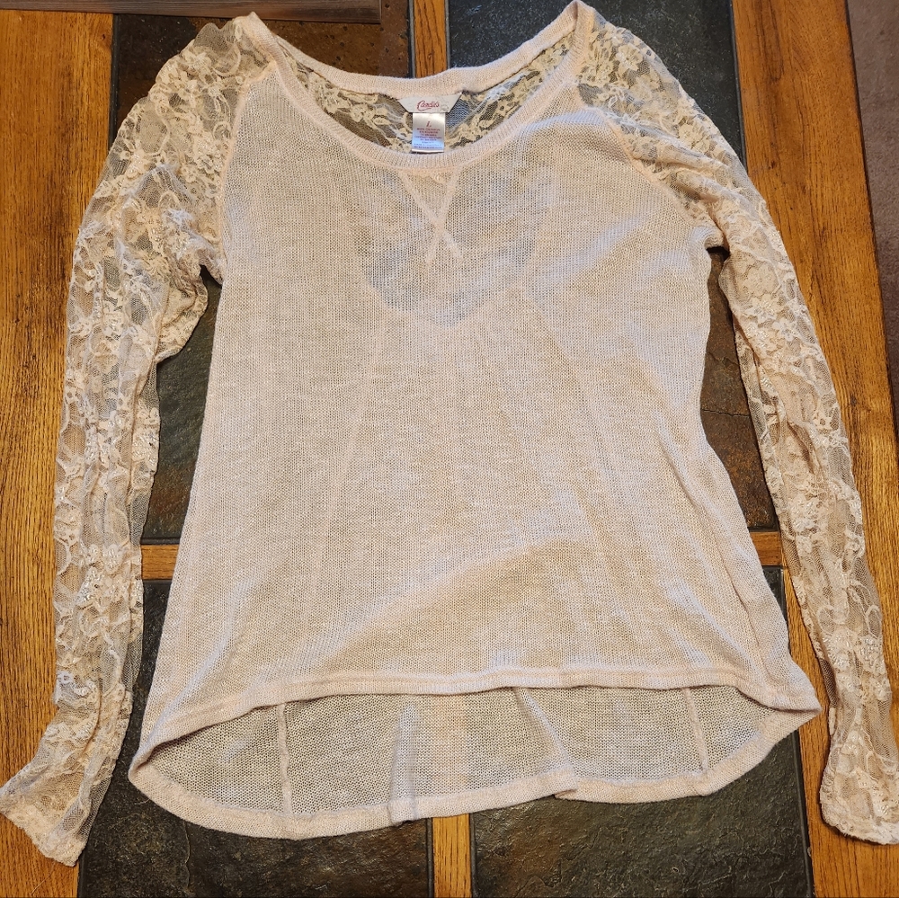 Lace detail long sleeve shirt
